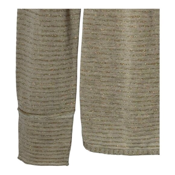 Zadig & Voltaire Shirt Women Medium Gold Metallic Striped Cecilia Henley‎ Tee - Picture 7 of 12